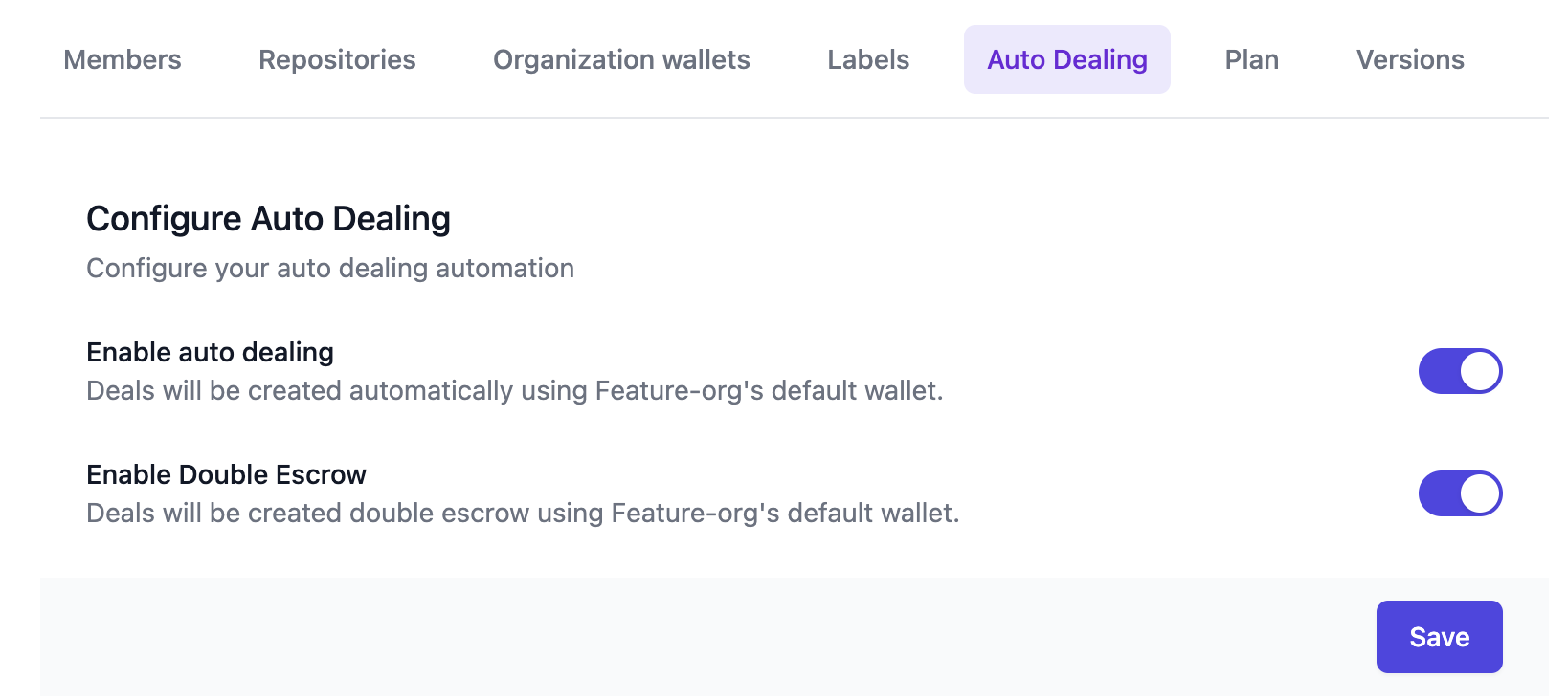 Enable double escrow