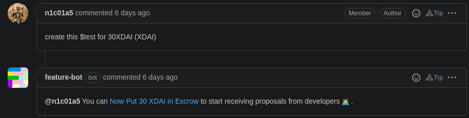 Comment an issue with keywords to create a Deal